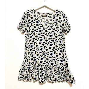 ASOS printed short sleeve blouse with peplum hem,0